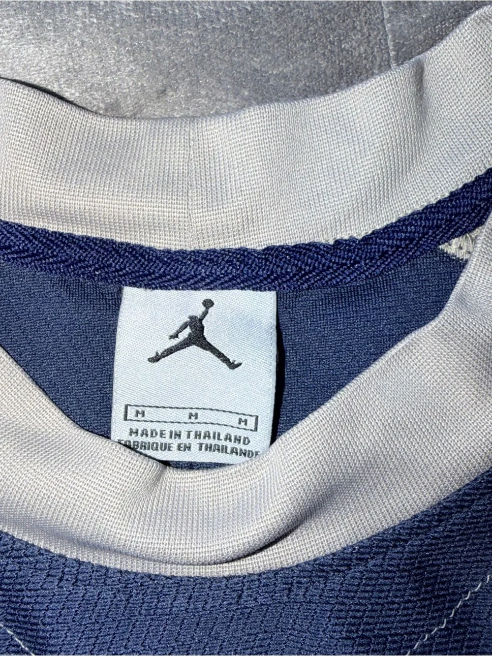 Jordan men’s long Sleeve crew neck pullover t-shirt blue-gray M logo poly